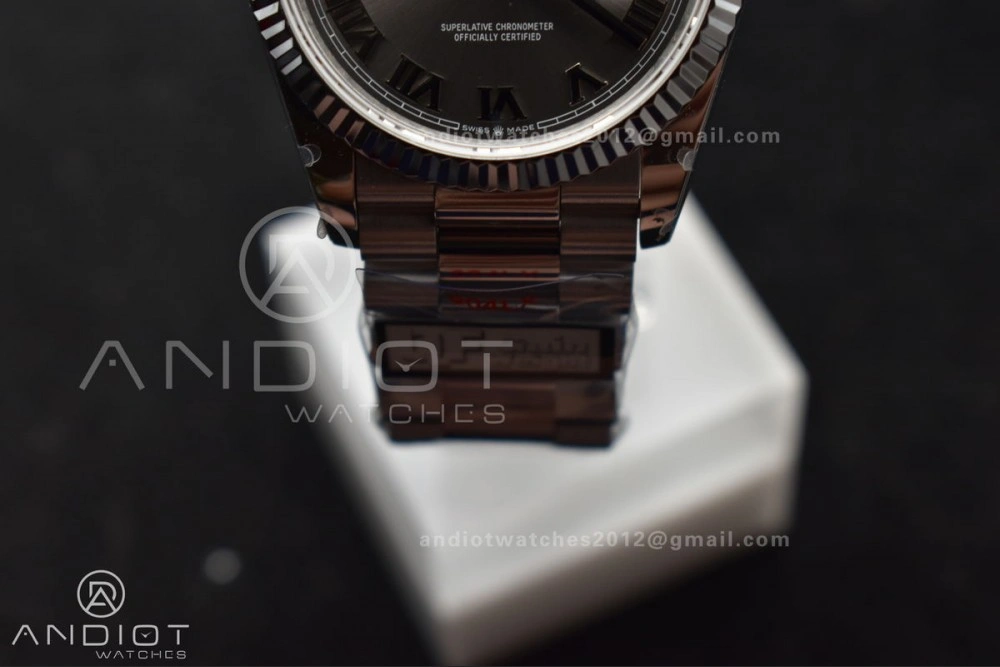 DayDate 36 SS QF Best Edition 904L Steel Grey Roman Dial on President Bracelet vr3255 V5 (Gain Weight) Comfortable 684