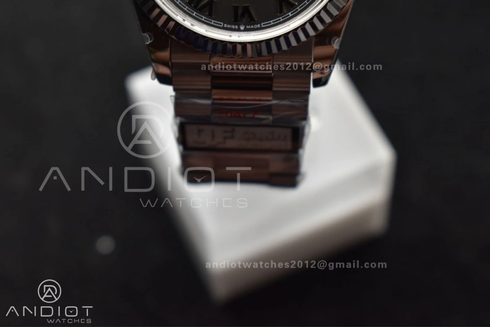 DayDate 36 SS QF Best Edition 904L Steel Grey Roman Dial on President Bracelet vr3255 V5 (Gain Weight) Comfortable 684