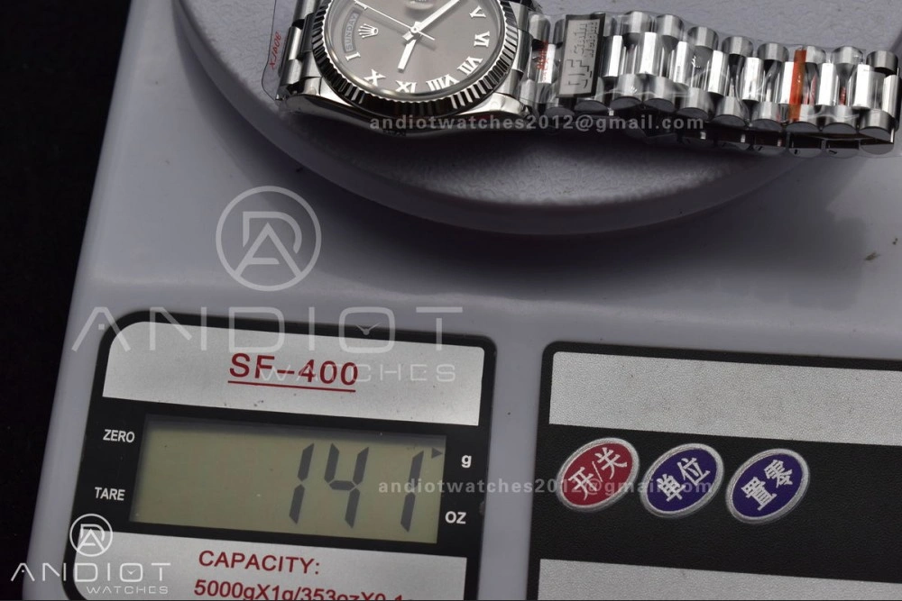 DayDate 36 SS QF Best Edition 904L Steel Grey Roman Dial on President Bracelet vr3255 V5 (Gain Weight) Comfortable 684