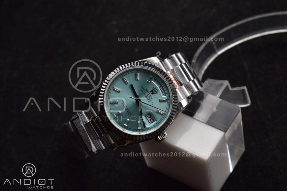 Breathable DayDate 36 SS QF Best Edition 904L Steel Light Blue Dial with Stick Diamond on President Bracelet vr3255 V5 (Gain Weight) 682