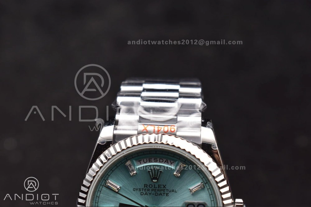 Breathable DayDate 36 SS QF Best Edition 904L Steel Light Blue Dial with Stick Diamond on President Bracelet vr3255 V5 (Gain Weight) 682