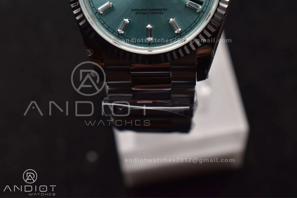 Breathable DayDate 36 SS QF Best Edition 904L Steel Light Blue Dial with Stick Diamond on President Bracelet vr3255 V5 (Gain Weight) 682