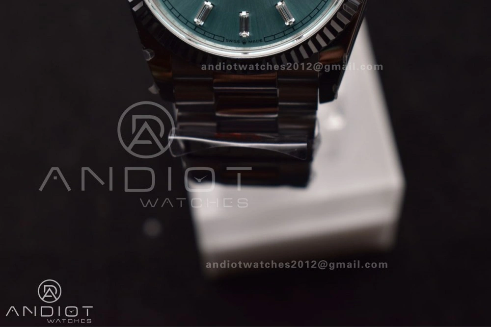 Breathable DayDate 36 SS QF Best Edition 904L Steel Light Blue Dial with Stick Diamond on President Bracelet vr3255 V5 (Gain Weight) 682