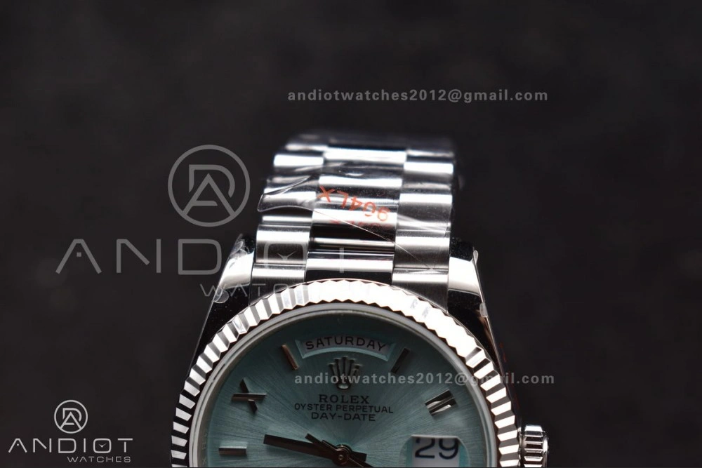 SunProtective DayDate 36 SS QF Best Edition 904L Steel Light Blue Roman Dial on President Bracelet vr3255 V5 (Gain Weight) 685