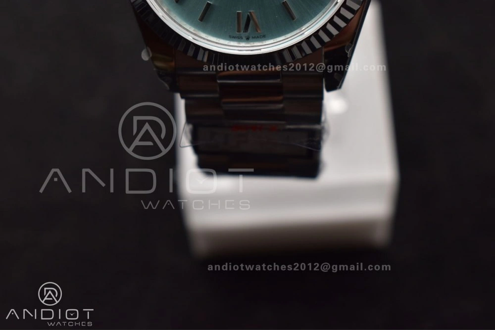 SunProtective DayDate 36 SS QF Best Edition 904L Steel Light Blue Roman Dial on President Bracelet vr3255 V5 (Gain Weight) 685