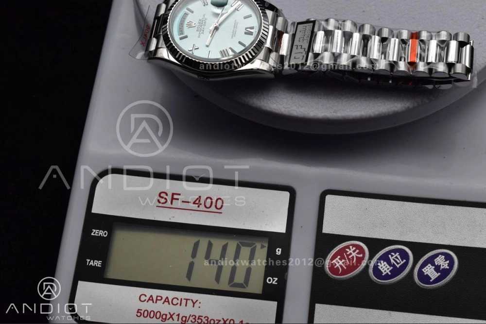 SunProtective DayDate 36 SS QF Best Edition 904L Steel Light Blue Roman Dial on President Bracelet vr3255 V5 (Gain Weight) 685