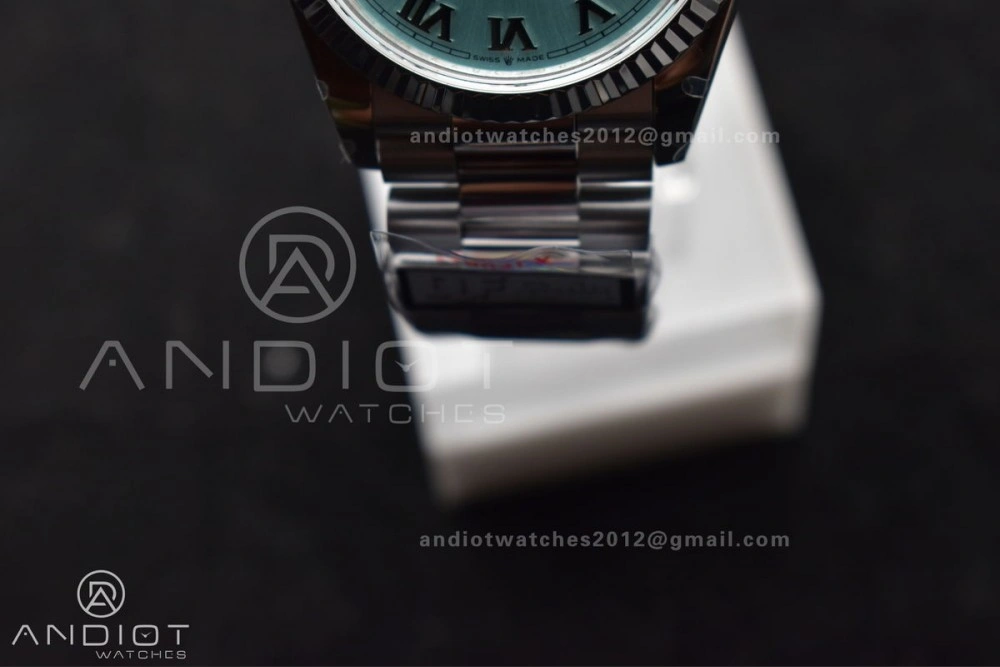 TimelessDesign DayDate 36 SS QF Best Edition 904L Steel Light Blue Roman Dial on President Bracelet vr3255 V5 (Gain Weight) 689