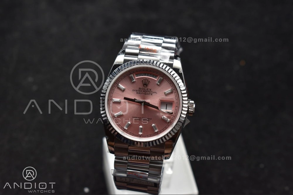DayDate 36 SS QF Best Edition 904L Steel Pink Diamond Dial on President Bracelet vr3255 V5 (Gain Weight) TravelReady 687