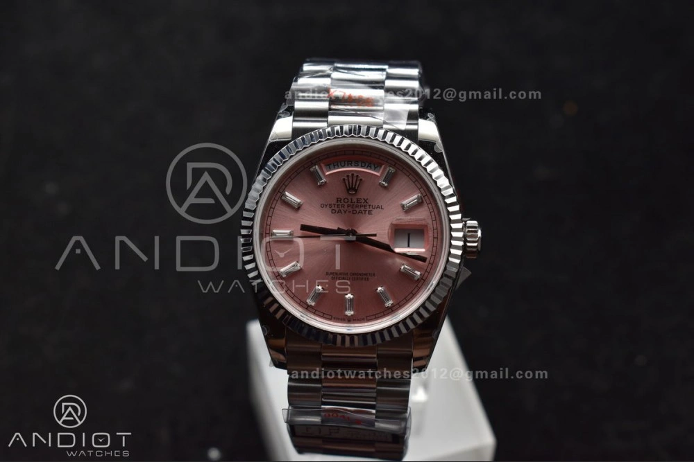 DayDate 36 SS QF Best Edition 904L Steel Pink Diamond Dial on President Bracelet vr3255 V5 (Gain Weight) TravelReady 687