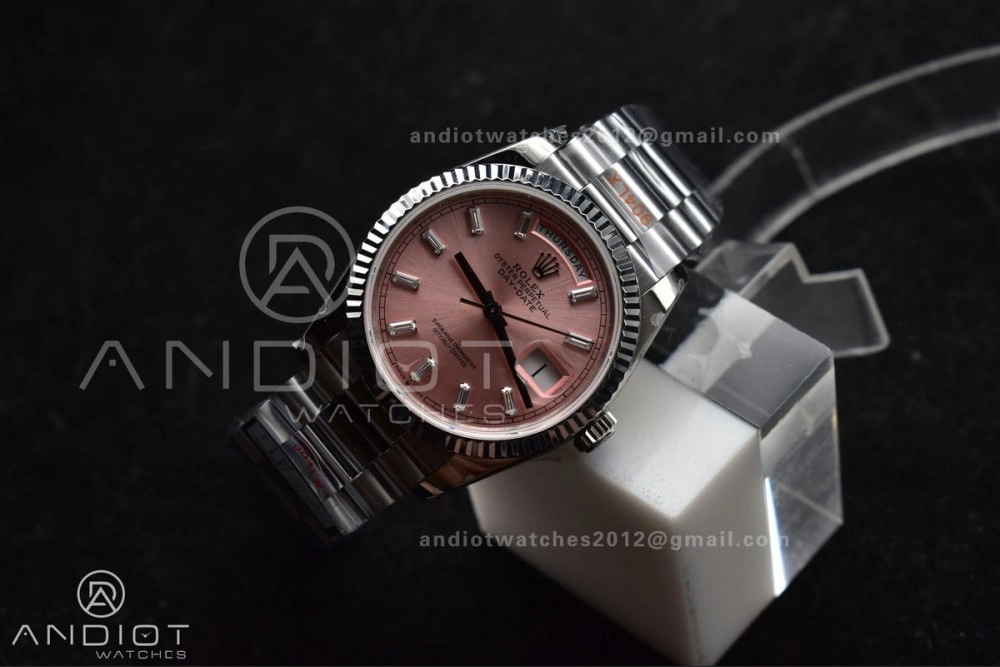 DayDate 36 SS QF Best Edition 904L Steel Pink Diamond Dial on President Bracelet vr3255 V5 (Gain Weight) TravelReady 687