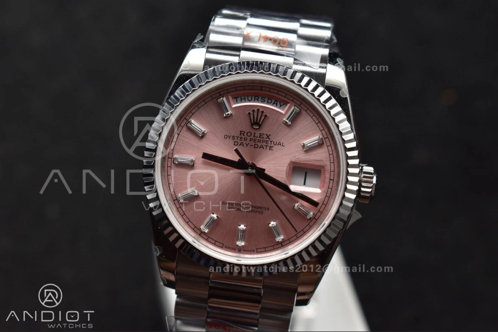 DayDate 36 SS QF Best Edition 904L Steel Pink Diamond Dial on President Bracelet vr3255 V5 (Gain Weight) TravelReady 687