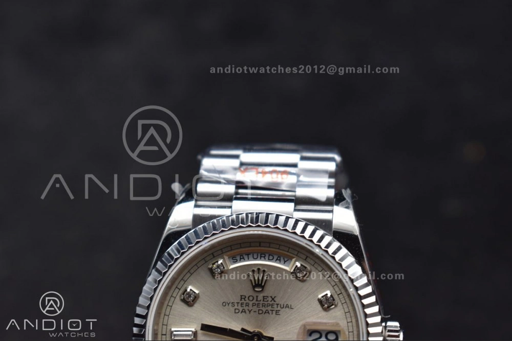 DayDate 36 SS QF Best Edition 904L Steel Silver Diamond Dial on President Bracelet vr3255 V5 (Gain Weight) EasyCare 690