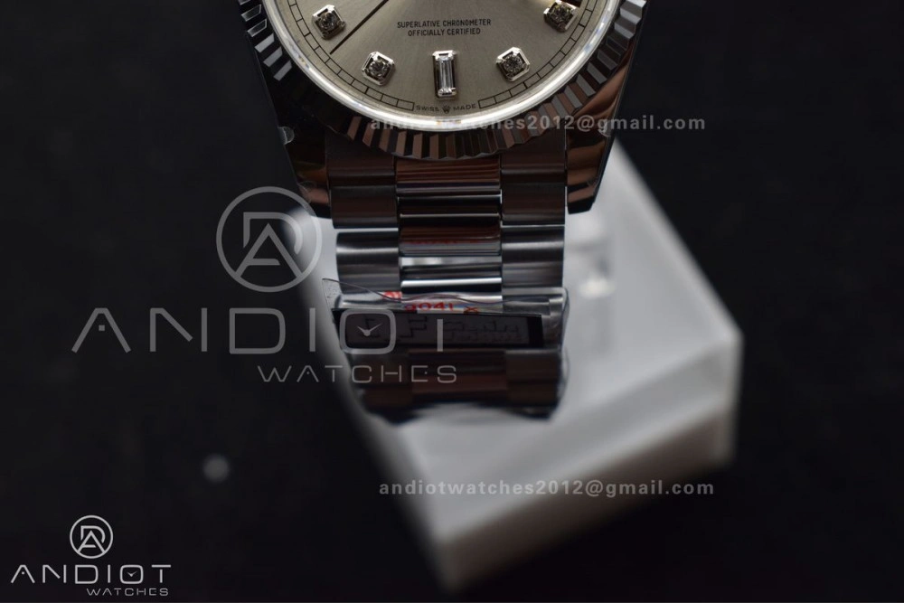 DayDate 36 SS QF Best Edition 904L Steel Silver Diamond Dial on President Bracelet vr3255 V5 (Gain Weight) EasyCare 690