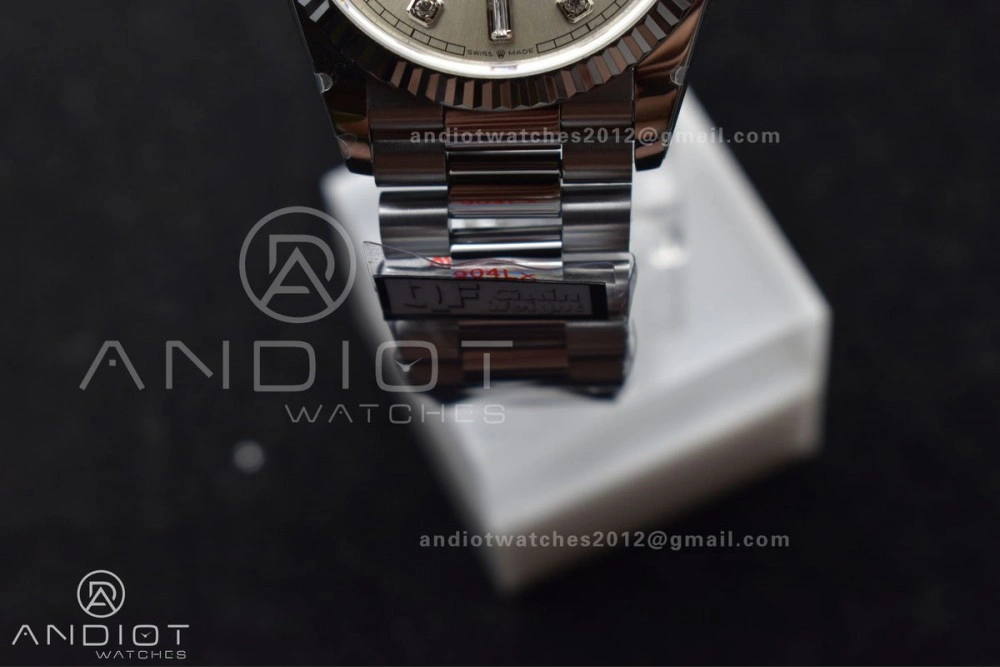 DayDate 36 SS QF Best Edition 904L Steel Silver Diamond Dial on President Bracelet vr3255 V5 (Gain Weight) EasyCare 690