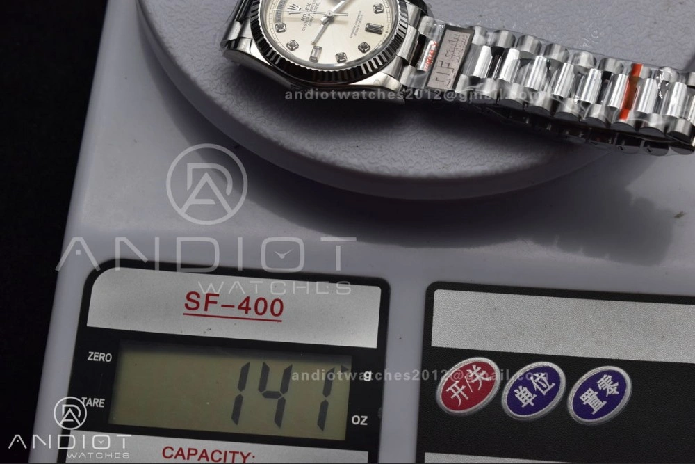 DayDate 36 SS QF Best Edition 904L Steel Silver Diamond Dial on President Bracelet vr3255 V5 (Gain Weight) EasyCare 690