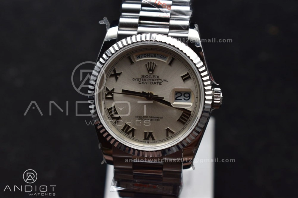 Sustainable DayDate 36 SS QF Best Edition 904L Steel White Dial Roman Stick on President Bracelet vr3255 V5 (Gain Weight) 688