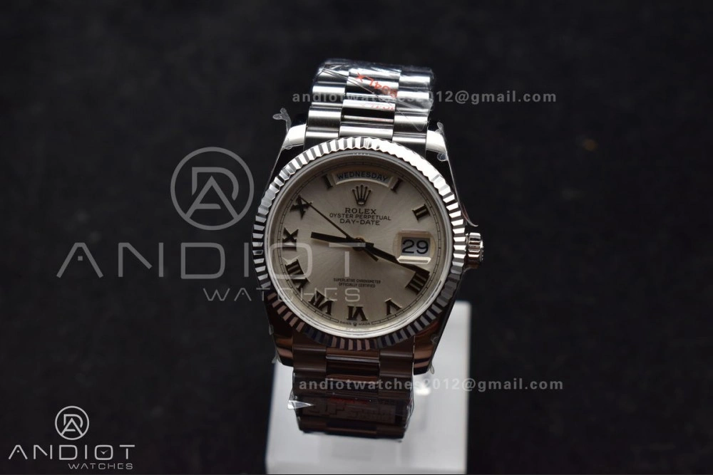 Sustainable DayDate 36 SS QF Best Edition 904L Steel White Dial Roman Stick on President Bracelet vr3255 V5 (Gain Weight) 688