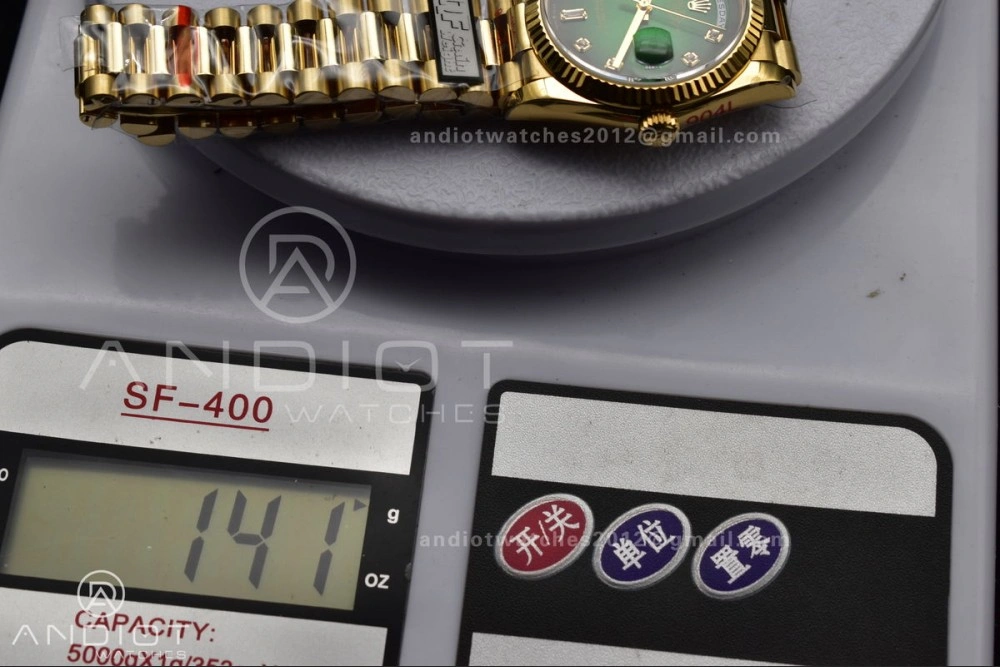 DayDate 36 YG QF Best Edition 904L Steel Faded Green Dial with Square Diamond on President Bracelet vr3255 V5 (Gain Weight) Reliable 692