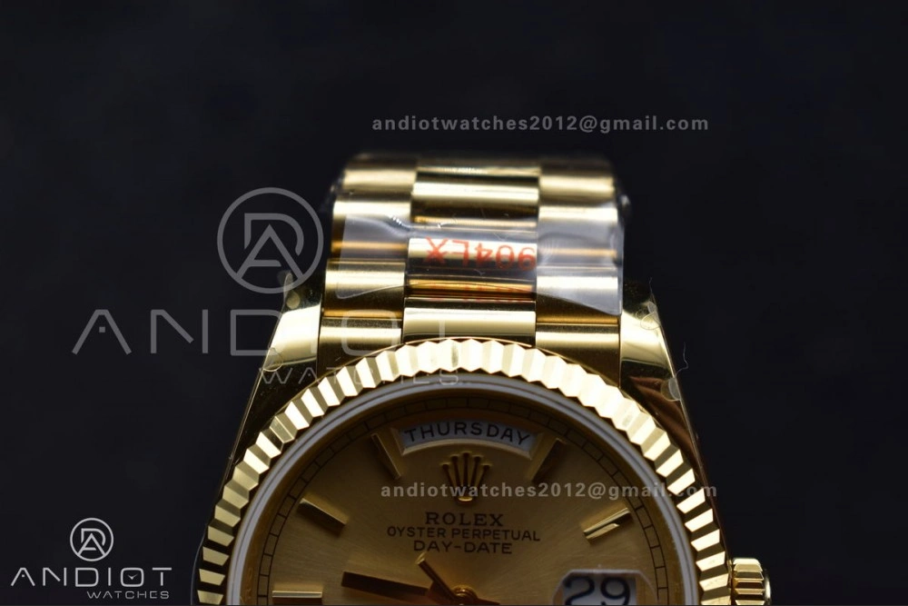 EasyCare DayDate 36 YG QF Best Edition 904L Steel Gold Dial on President Bracelet vr3255 V5 (Gain Weight) 696