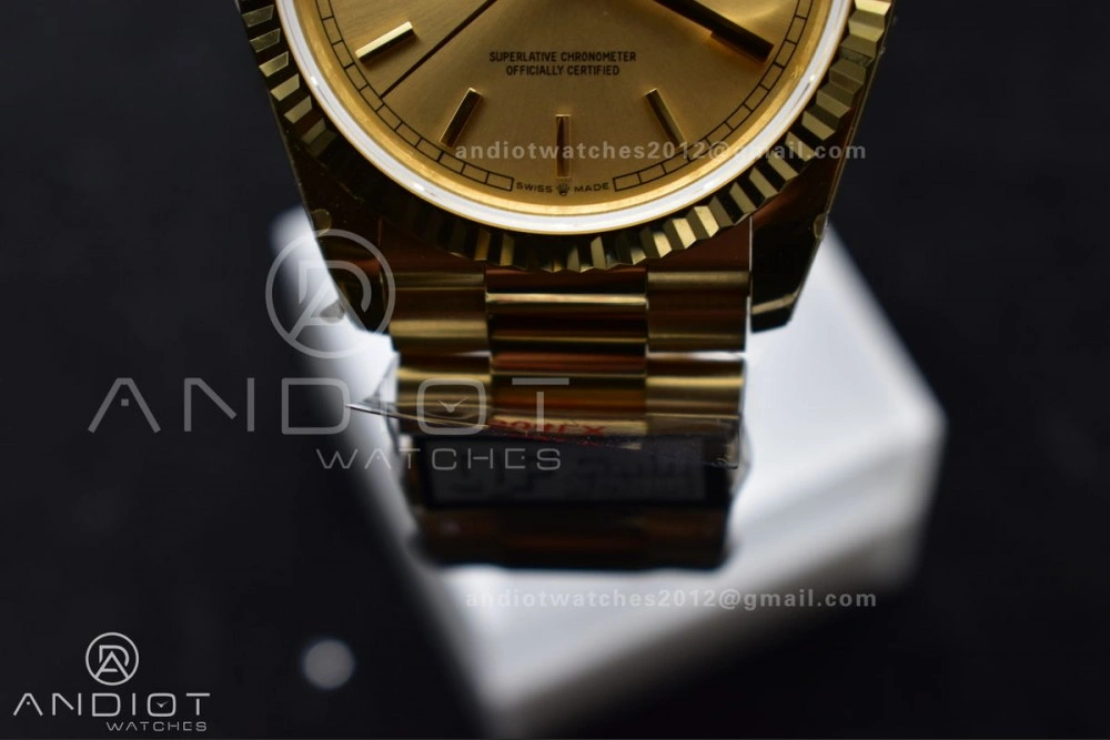 EasyCare DayDate 36 YG QF Best Edition 904L Steel Gold Dial on President Bracelet vr3255 V5 (Gain Weight) 696