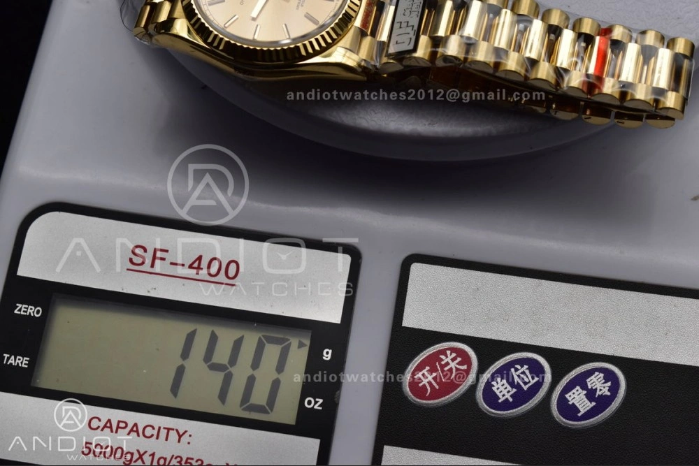 EasyCare DayDate 36 YG QF Best Edition 904L Steel Gold Dial on President Bracelet vr3255 V5 (Gain Weight) 696