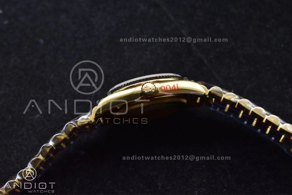 DayDate 36 YG QF Best Edition 904L Steel Gold Dial with Roman Mark on President Bracelet vr3255 V5 (Gain Weight) OnTrend 691