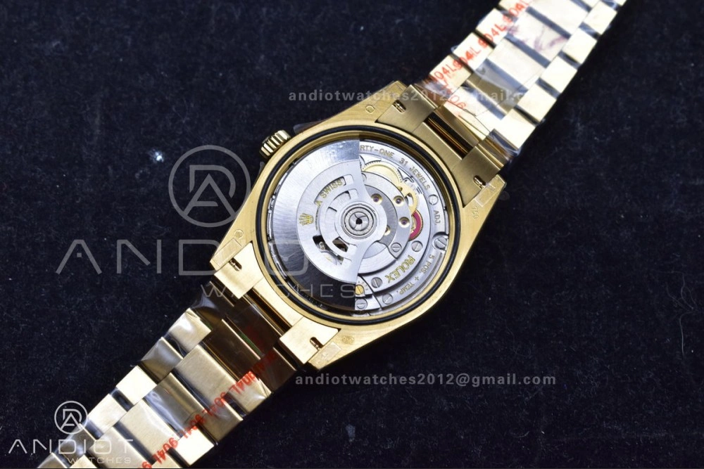 DayDate 36 YG QF Best Edition 904L Steel Gold Dial with Roman Mark on President Bracelet vr3255 V5 (Gain Weight) OnTrend 691