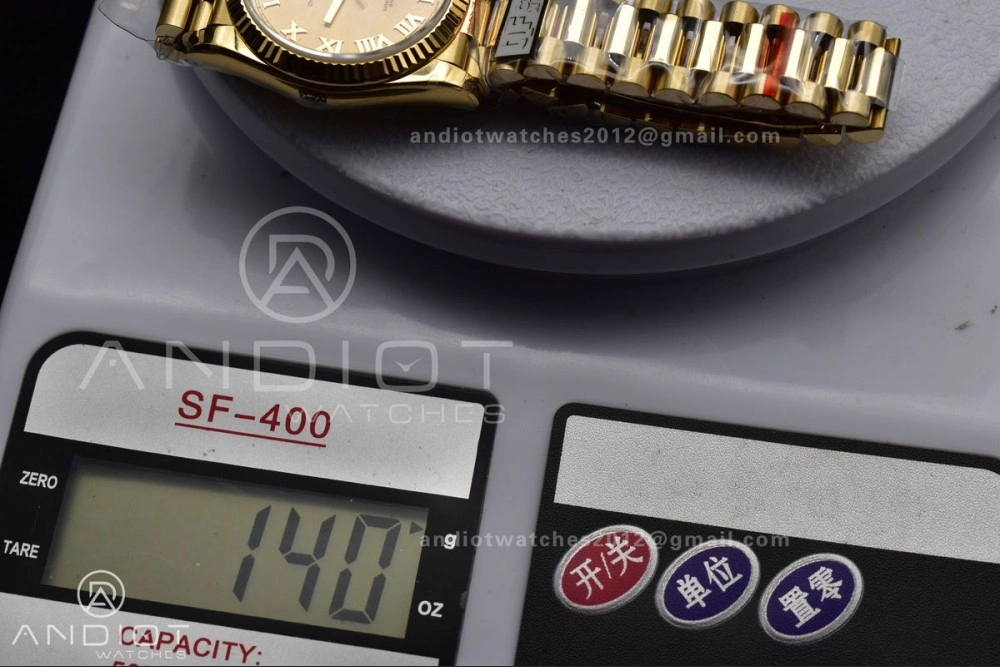 DayDate 36 YG QF Best Edition 904L Steel Gold Dial with Roman Mark on President Bracelet vr3255 V5 (Gain Weight) OnTrend 691