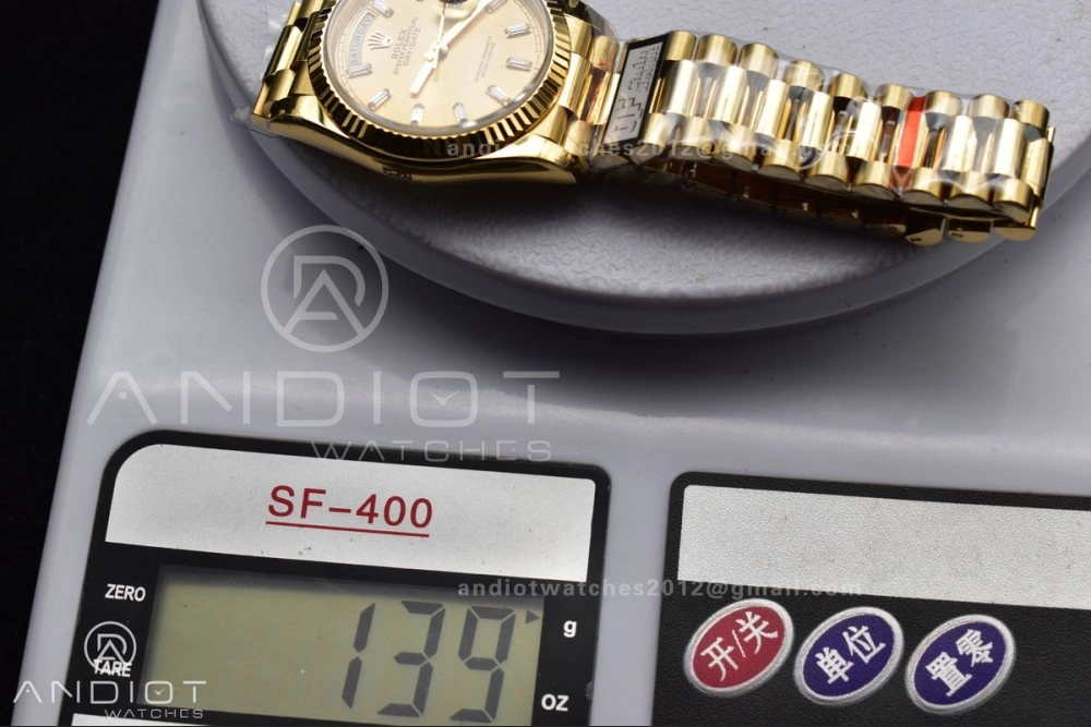 DayDate 36 YG QF Best Edition 904L Steel Gold Dial with Stick Diamond on President Bracelet vr3255 V5 (Gain Weight) Durable 694