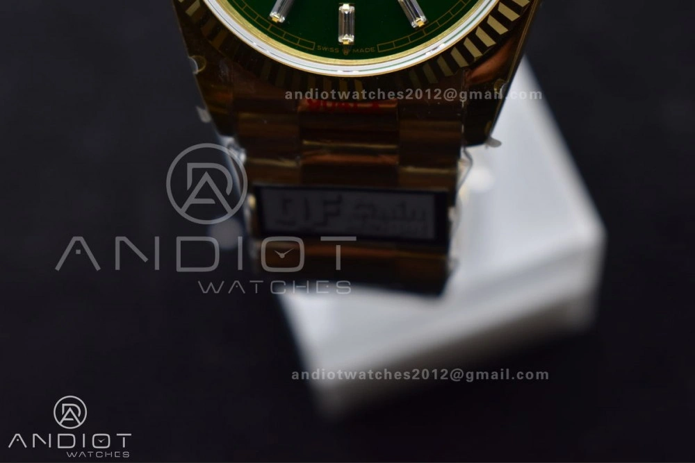 DayDate 36 YG QF Best Edition 904L Steel Green Dial with Stick Diamond on President Bracelet vr3255 V5 (Gain Weight) QuickDry 697