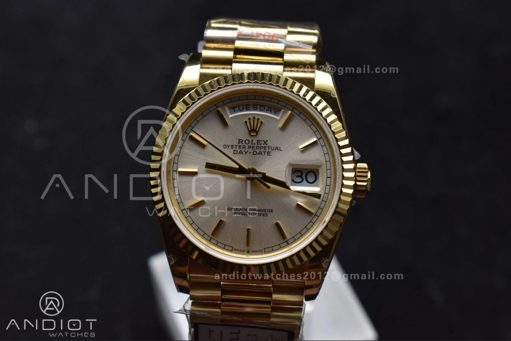 Original DayDate 36 YG QF Best Edition 904L Steel Silver Dial on President Bracelet vr3255 V5 (Gain Weight) 693