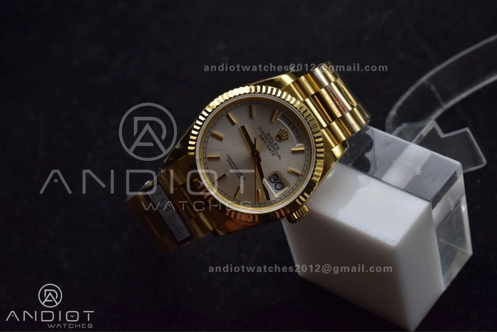 Original DayDate 36 YG QF Best Edition 904L Steel Silver Dial on President Bracelet vr3255 V5 (Gain Weight) 693