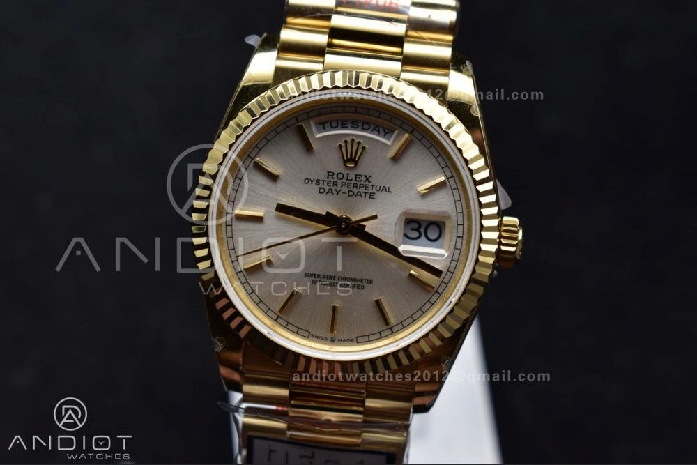 Original DayDate 36 YG QF Best Edition 904L Steel Silver Dial on President Bracelet vr3255 V5 (Gain Weight) 693