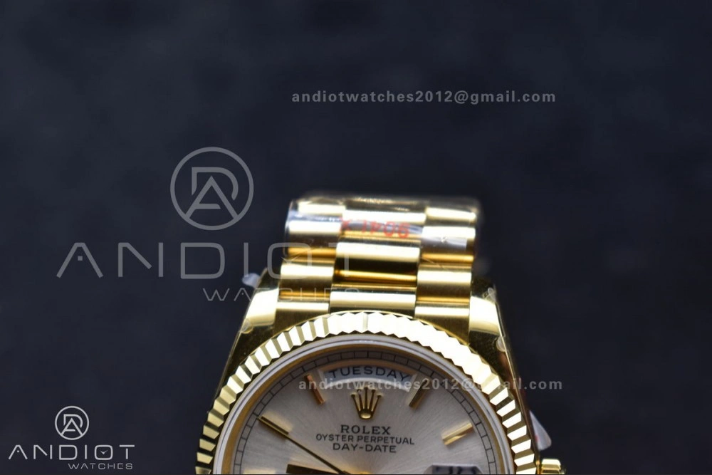 Original DayDate 36 YG QF Best Edition 904L Steel Silver Dial on President Bracelet vr3255 V5 (Gain Weight) 693