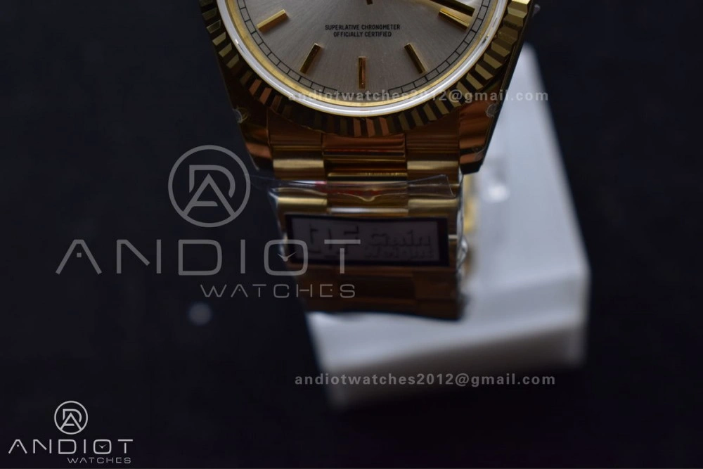 Original DayDate 36 YG QF Best Edition 904L Steel Silver Dial on President Bracelet vr3255 V5 (Gain Weight) 693