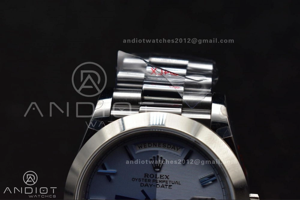 DayDate 40 GMF Tungsten Weighted 904L Steel Blue Dial Roman Markers On President Bracelet A3255 V Lightweight 703