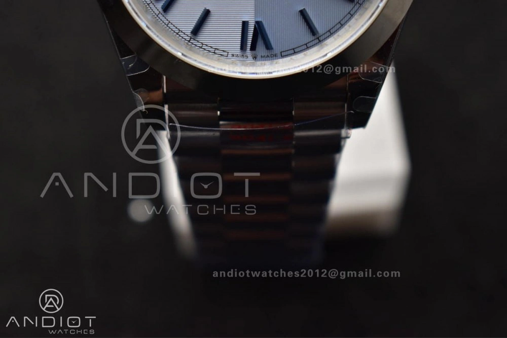 DayDate 40 GMF Tungsten Weighted 904L Steel Blue Dial Roman Markers On President Bracelet A3255 V Lightweight 703