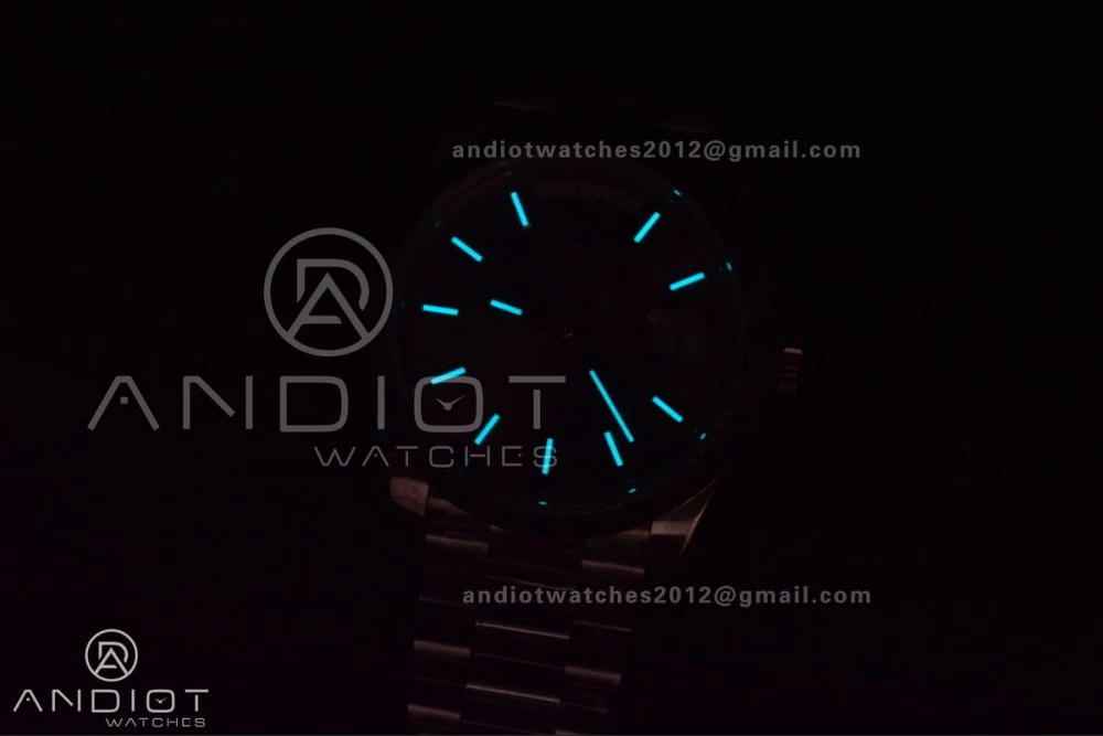 WrinkleFree DayDate 40 GMF Tungsten Weighted 904L Steel Grey Dial Stick Markers On President Bracelet A2836 V 704