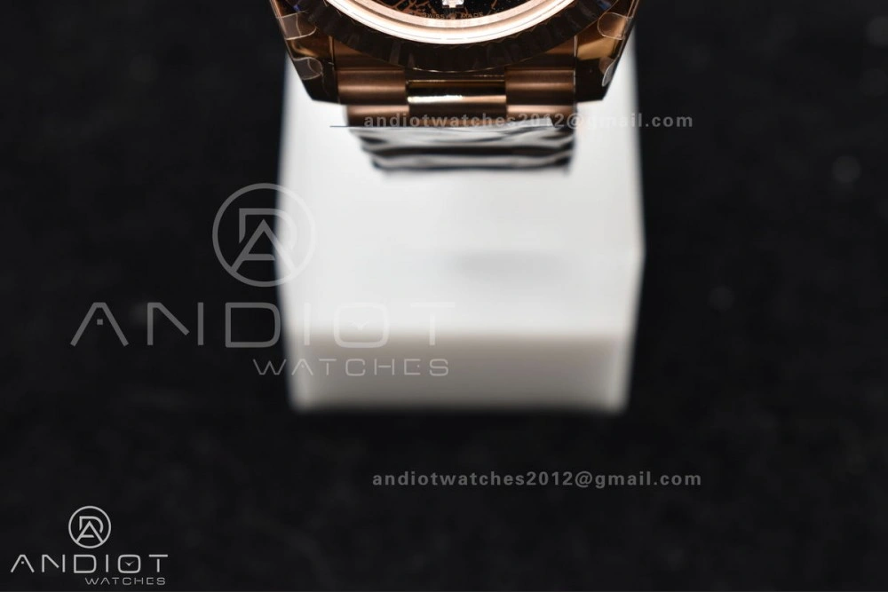 Practical DayDate 40 RG GMF 904L Steel Meteorite Dial Crystal Markers On President Bracelet A 706