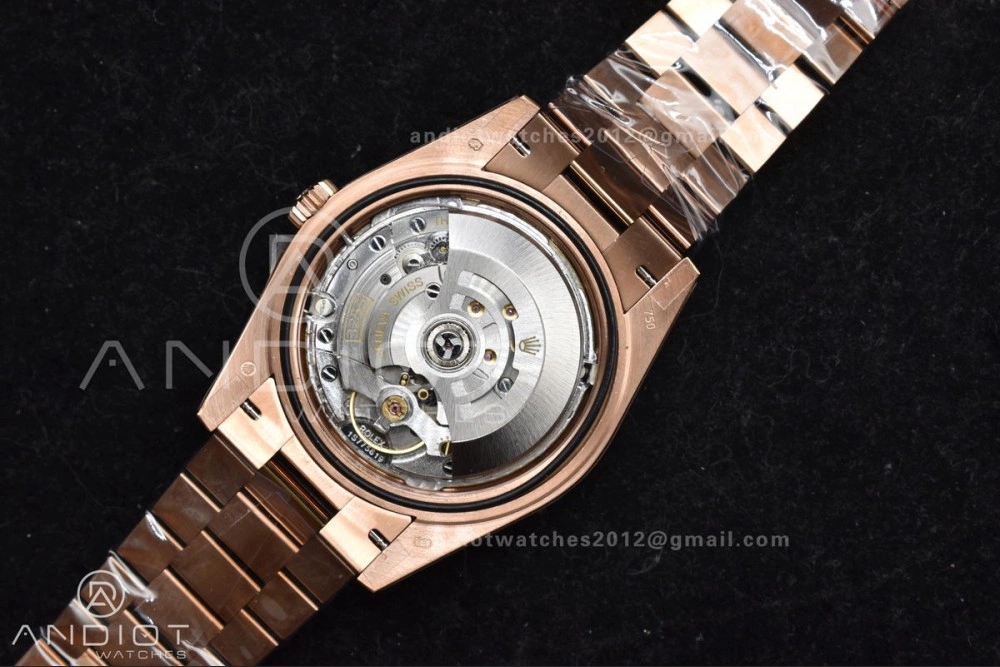 Practical DayDate 40 RG GMF 904L Steel Meteorite Dial Crystal Markers On President Bracelet A 706
