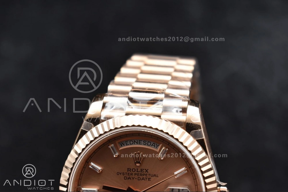 Lightweight DayDate 40 RG GMF Plated 904L Steel RG Dial Crystal Markers On President Bracelet A2836 V 705