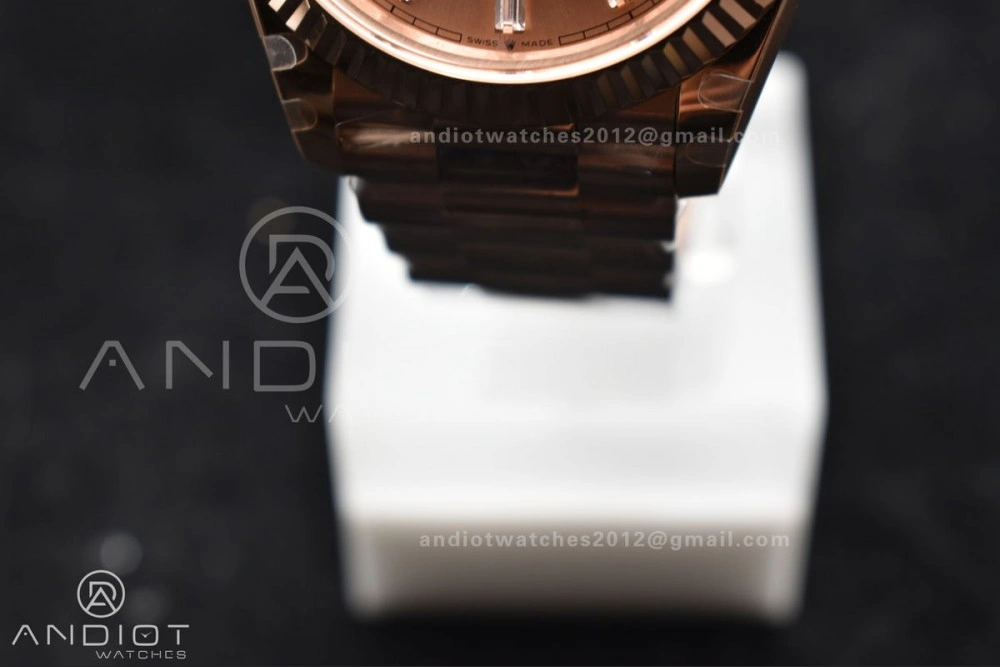 Lightweight DayDate 40 RG GMF Plated 904L Steel RG Dial Crystal Markers On President Bracelet A2836 V 705