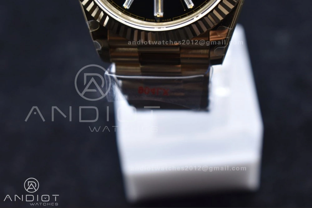 Lightweight DayDate 40 RG GMF Tungsten Weighted 904L Steel Black Dial with Crystal Markers On President Bracelet A2836 V 701