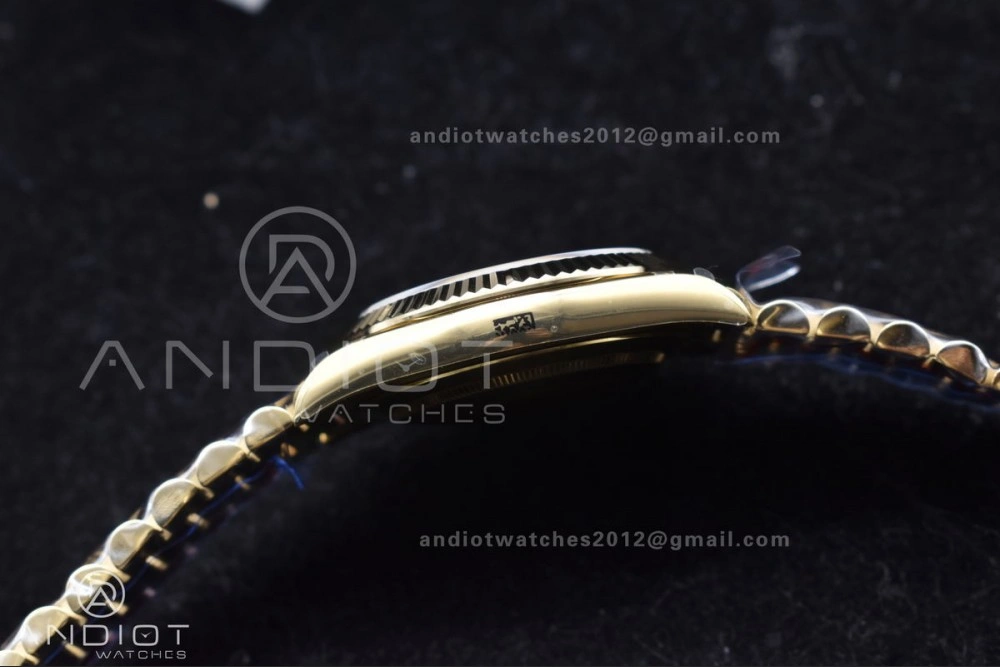 Lightweight DayDate 40 RG GMF Tungsten Weighted 904L Steel Black Dial with Crystal Markers On President Bracelet A2836 V 701