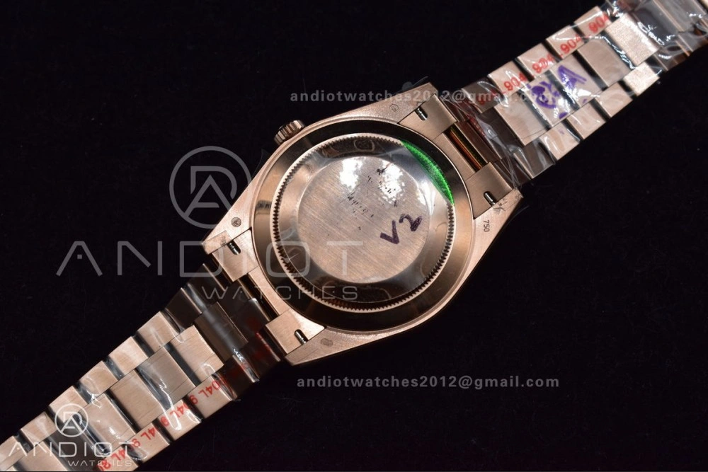 DayDate 40 RG GMF Tungsten Weighted 904L Steel Green Dial Roman Markers on President Bracelet A2836 V Casual 709