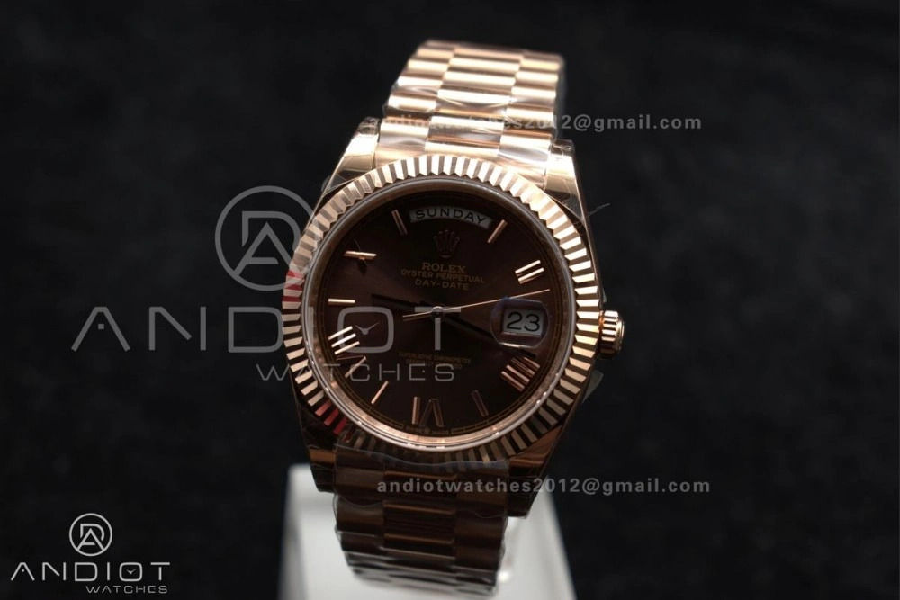 Reliable DayDate 40 RG GSF Gain Weight Brown Roman Dial on President Bracelet A 712