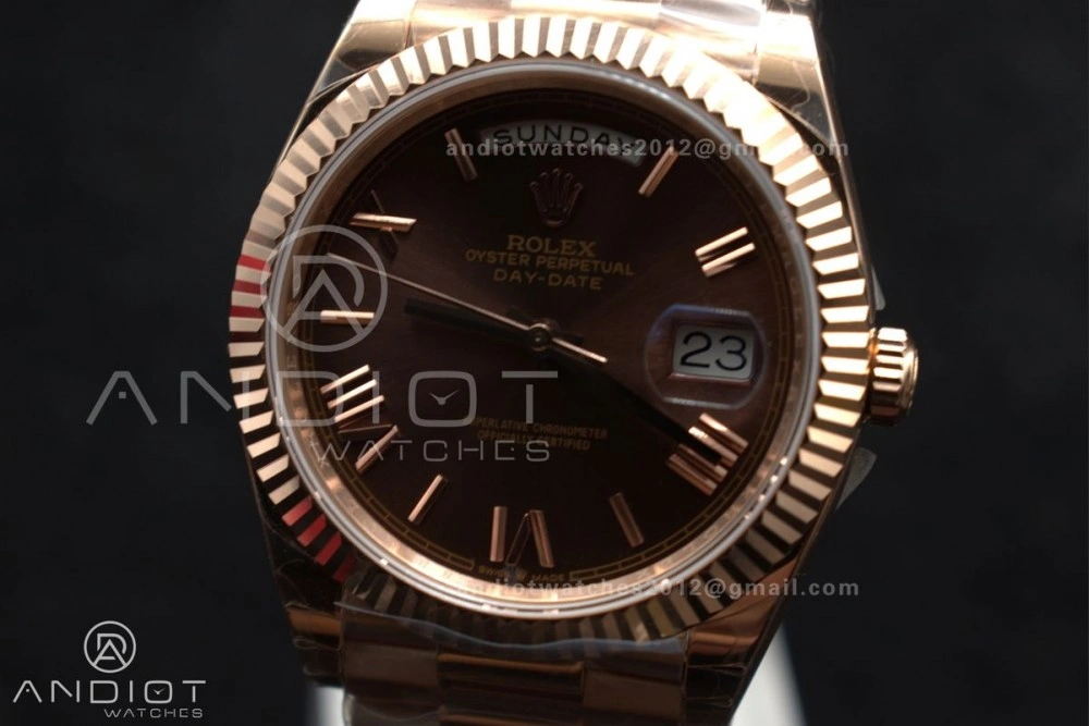 Reliable DayDate 40 RG GSF Gain Weight Brown Roman Dial on President Bracelet A 712