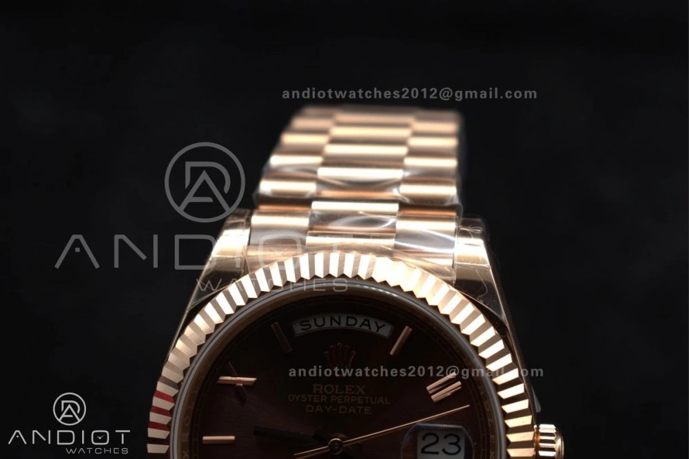 Reliable DayDate 40 RG GSF Gain Weight Brown Roman Dial on President Bracelet A 712