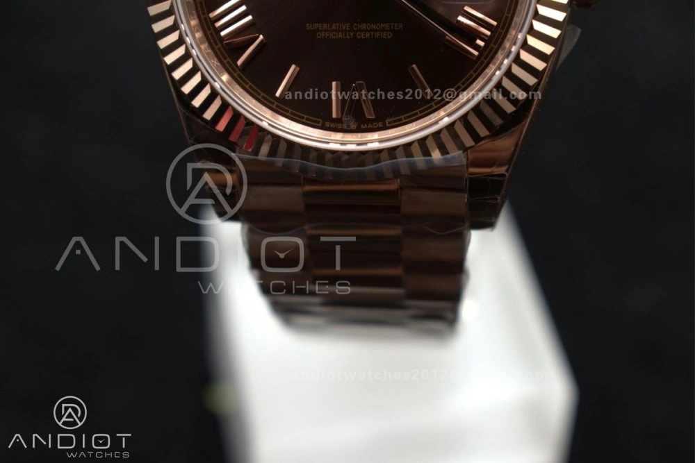 Reliable DayDate 40 RG GSF Gain Weight Brown Roman Dial on President Bracelet A 712