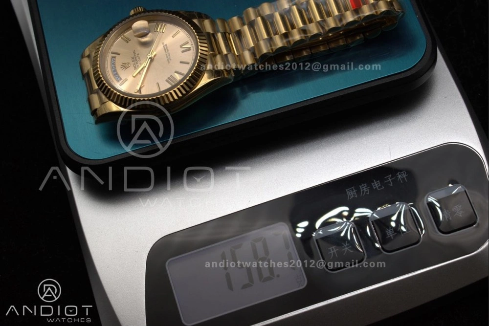 Thermal DayDate 40 RG GSF Gain Weight Gold Roman Dial on President Bracelet A 390